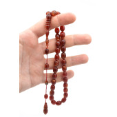 Ahmet Damar Beyzi Turuncu Colorist Sıkma Kehribar Tesbih thumbnail 3