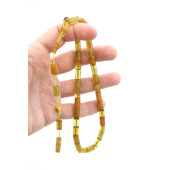 Ahmet Dağ İmzalı Kesme Model Beyaz Yeşil Sıkma Kehribar Tesbih thumbnail 3