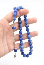 Gümüş Kaplamalı Küre Kesim Hareli Lacivert Katalin Tesbih thumbnail 4