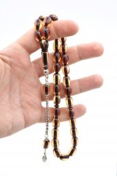 Usta İşi Havşalı Kapsül Kesim Bej Sıkma Kehribar Tesbih thumbnail 4