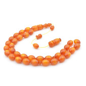 Hakkı Usta İmzalı Beyzi Kesim Simli Turuncu Sıkma Kehribar Tesbih thumbnail 2