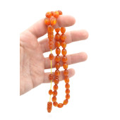 Hakkı Usta İmzalı Beyzi Kesim Simli Turuncu Sıkma Kehribar Tesbih thumbnail 3