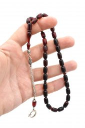 Kaplama Kamçılı Kapsül Kesim Kırmızı Siyah Sıkma Kehribar Tesbih thumbnail 4