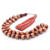 Saçaklı Faset Kesim Dev Boy Bej Sıkma Kehribar Tesbih thumbnail 2