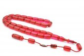 Ahmet Emin Usta İmzalı Neon Pembe Ateş Kehribar Tesbih - 1