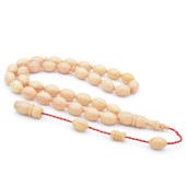 Usta İşi Sistemli Beyzi Kesim Hareli Beyaz Katalin Tesbih thumbnail 1