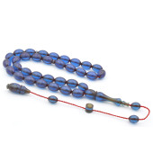 Hikmet Al Said İmzalı Beyzi Kesim Lacivert Ateş Kehribar Tesbih thumbnail 1