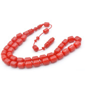 Usta İşi Sistemli Fıçı Kesim Kırmızı Katalin Tesbih thumbnail 2