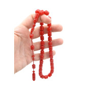 Usta İşi Sistemli Fıçı Kesim Kırmızı Katalin Tesbih thumbnail 3