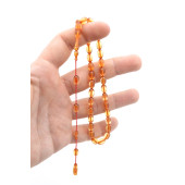 Usta İşi Beyzi Kesim Günlük Boy Şeffaf Sıkma Kehribar Tesbih thumbnail 3