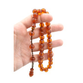 Şükrü Baba İmzalı Kalem İşçilikli Sarı Sıkma Kehribar Tesbih 010 thumbnail 3