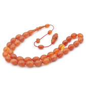 Ahmet Damar İmzalı Hareli Turuncu Sıkma Kehribar Tesbih thumbnail 2