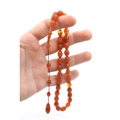 Ahmet Damar İmzalı Hareli Turuncu Sıkma Kehribar Tesbih thumbnail 3