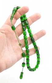 Ebu Sırr İmzalı Kapsül Kesim Yeşil Sıkma Kehribar Tesbih thumbnail 4