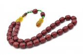Dabbas İmzalı Beyzi Kesim Bordo Sıkma Kehribar Tesbih 001 - 3