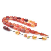 Ali Ağış İmzalı Kapsül Kesim Colorist Pembe Sıkma Kehribar Tesbih 002 thumbnail 1