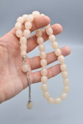 Gümüş Kaplama Kamçılı Fıçı Kesim Beyaz Katalin Tesbih İri Boy thumbnail 4