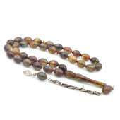 Gümüş Kaplama Kamçılı Colorist Sedefli Sıkma Kehribar Tesbih 003 thumbnail 1