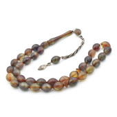 Gümüş Kaplama Kamçılı Colorist Sedefli Sıkma Kehribar Tesbih 003 thumbnail 2