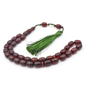 Hakkı Usta İmzalı Kapsül Kesim Osmanlı Model Bordo Sıkma Kehribar Tesbih thumbnail 2