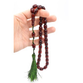 Hakkı Usta İmzalı Kapsül Kesim Osmanlı Model Bordo Sıkma Kehribar Tesbih thumbnail 3