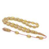 Hakkı Usta İmzalı Beyzi Kesim Turkuaz Sıkma Kehribar Tesbih thumbnail 1