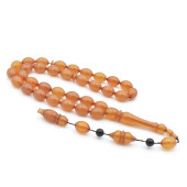 USTA İŞİ SİSTEMLİ TOMBUL BEYZİ KESİM SARI SIKMA KEHRİBAR TESBİH 160 thumbnail 1