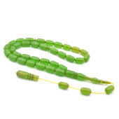 USTA İŞİ SİSTEMLİ KAPSÜL KESİM YEŞİL SIKMA KEHRİBAR TESBİH 152 thumbnail 1