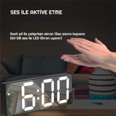 TriLine Aynalı LED Dijital Masa Saati Termometre Alarm Takvimli - 5