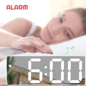 TriLine Aynalı LED Dijital Masa Saati Termometre Alarm Takvimli/ADPT thumbnail 6
