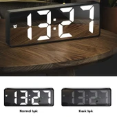 TriLine Aynalı LED Dijital Masa Saati Termometre Alarm Takvimli/ADPT thumbnail 8