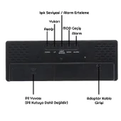 TriLine Aynalı LED Dijital Masa Saati Termometre Alarm Takvimli - 6