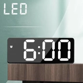 TriLine Aynalı LED Dijital Masa Saati Termometre Alarm Takvimli/ADPT thumbnail 3