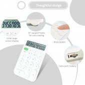 Valkyrie Junno Sevimli Yuvarlak Tuşlu 12 Basamaklı Masaüstü Hesap Makinesi Beyaz - 9