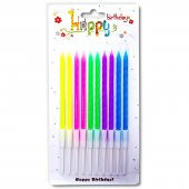 İnce Renkli Burgulu Mum 13 cm 10 lu - 1