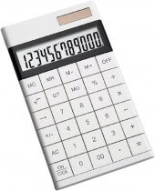 Valkyrie 12 Basamaklı Güneş Enerjili Masaüstü Hesap Makinesi Slim Tasarım Beyaz - 1