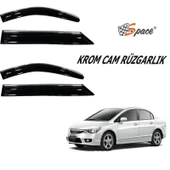 Space Honda civic fd6 uyumlu cam rüzgarlığı kromlu 2006 / 2012 thumbnail 2