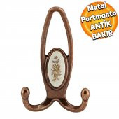 Metax Uzay Portmanto Vestiyer Duvar Askısı Metal Dolap Elbise Askılığı Antik Bakır Beyaz Kapak - 1
