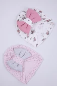 Babyhola Kurdeleli Desenli Bebek Bone Şapka Bere 2'li Set 0-6 ay Hediyelik 1758 - 7