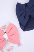 Babyhola Kurdeleli Desenli Bebek Bone Şapka Bere 2'li Set 0-6 ay Hediyelik 1758 - 9