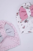 Babyhola Kurdeleli Desenli Bebek Bone Şapka Bere 2'li Set 0-6 ay Hediyelik 1758 - 8
