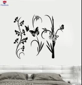 Oturma Odası, Yatak Odası Sticker Çiçek Dekor Reed Çiçek Kelebek Duvar Çıkartmaları Benzersiz Hediyelik - 1