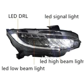 AUTOGP Honda civic fc5 uyumlu ön far lambası ledli executive model led kayar sinyalli 2016+ - 2