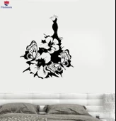 Oturma Odası, Yatak Odası Sticker Bayan Elbise Moda Çiçek Kelebek Kız Odası Duvar Çıkartmaları Benzersiz Hediyelik thumbnail 1
