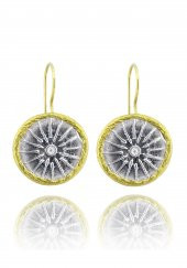 Antik Serisi Yıldız Güneş Motifli Otantik Gümüş Kadın Küpe - 1