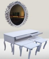 Dresuar ILGZ 90219 Çift Zigon Tk Kayın Aslan Ayak Güneş Ayna Beyaz MODEL El Yapım - 1