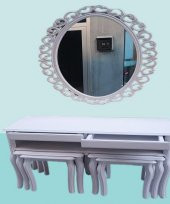 Dresuar ILGZ 90219 Çift Zigon Tk Kayın Aslan Ayak Güneş Ayna Beyaz MODEL El Yapım - 5