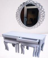 Dresuar ILGZ 90219 Çift Zigon Tk Kayın Aslan Ayak Güneş Ayna Beyaz MODEL El Yapım - 6