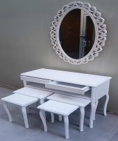 Dresuar ILGZ 90219 Çift Zigon Tk Kayın Aslan Ayak Güneş Ayna Beyaz MODEL El Yapım - 9