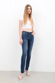 Kadın Likralı Slim Jean Pantolon Mavi - 1